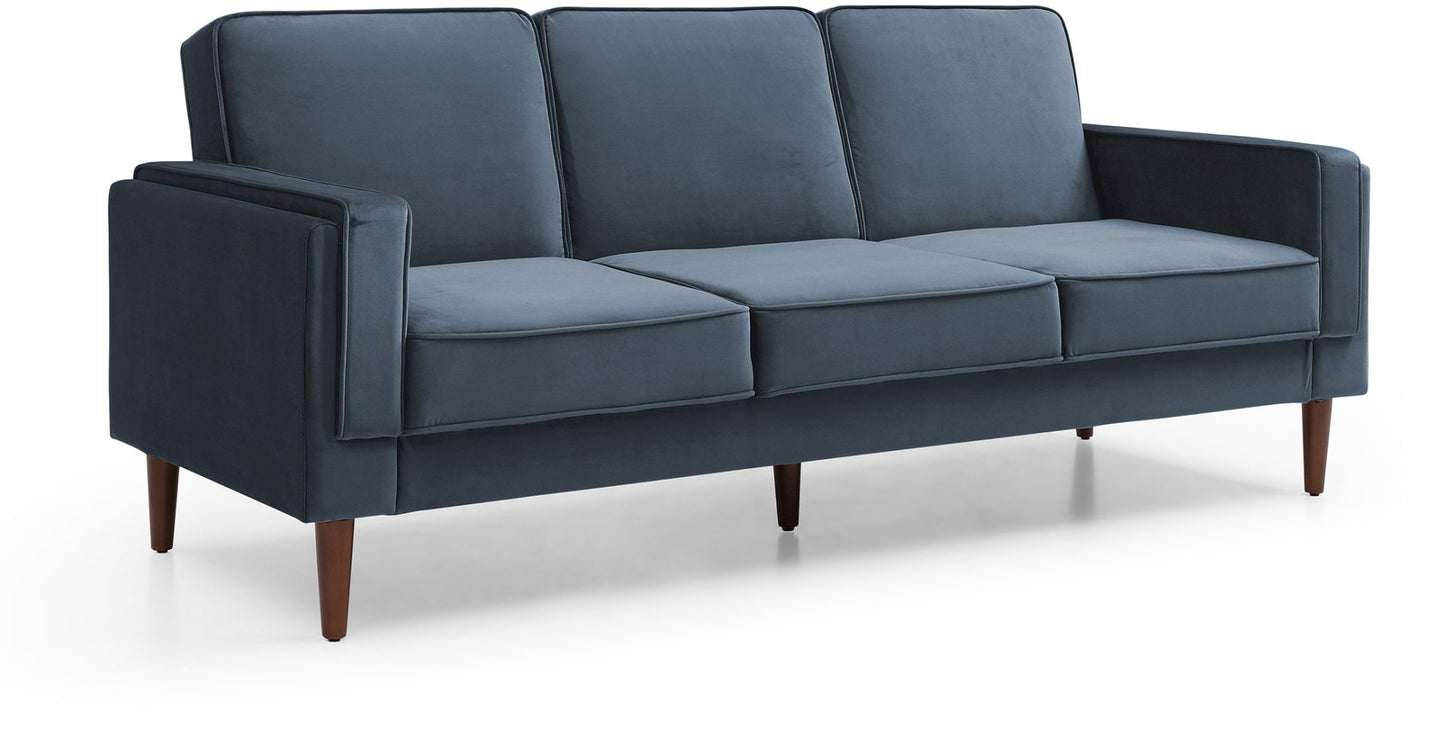 Shop the Paolo Sofa Bed in Ink Blue Velvet, a versatile piece that transitions effortlessly from a comfortable sofa to a practical bed, perfect for guests or compact living spaces. Shop online today at www.nobleandnook.co.uk
