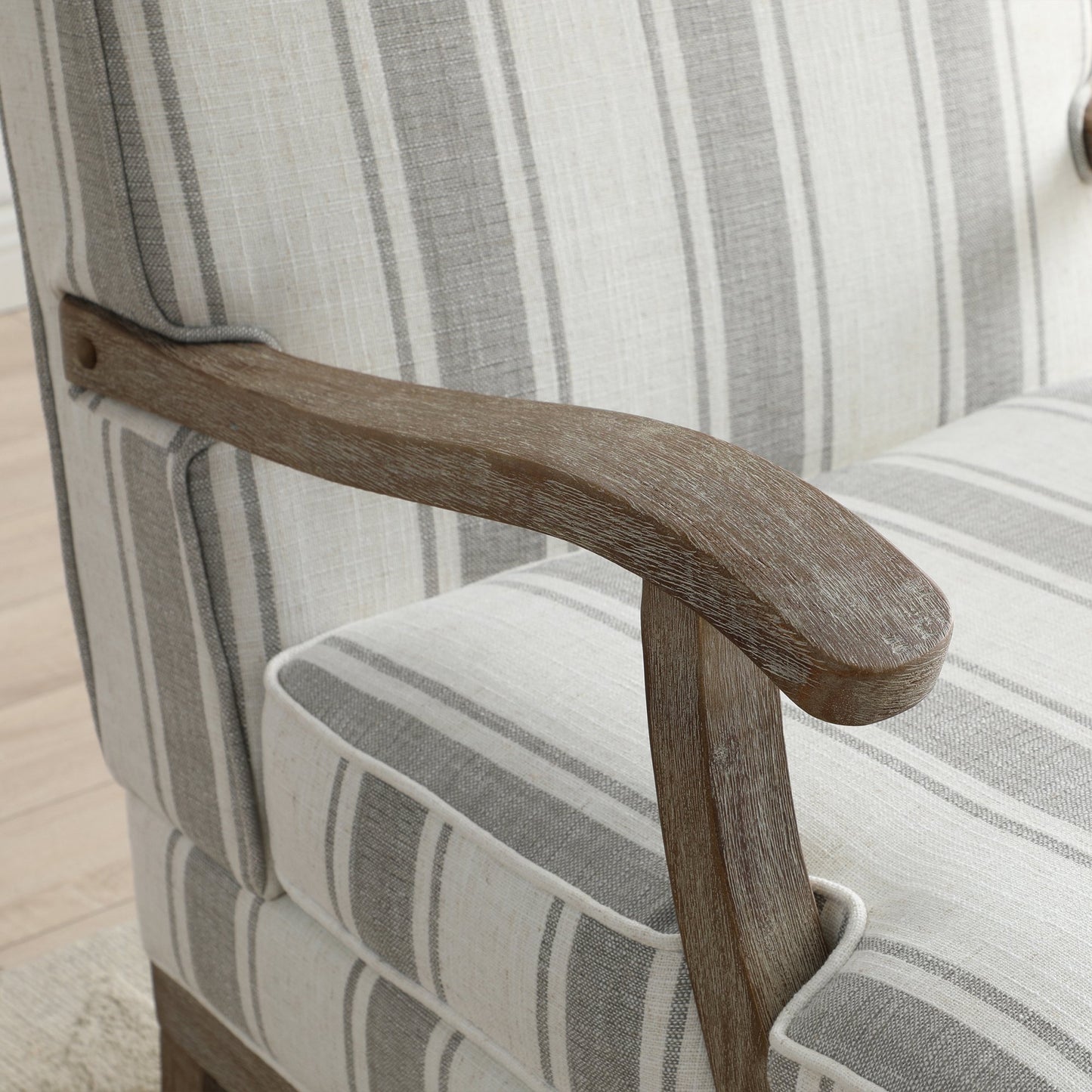 The Colwell Chair is a best-selling classic. Featuring gracefully curved wooden arms and legs, this armchair embodies timeless craftsmanship. Shop online today at www.nobleandnook.co.uk