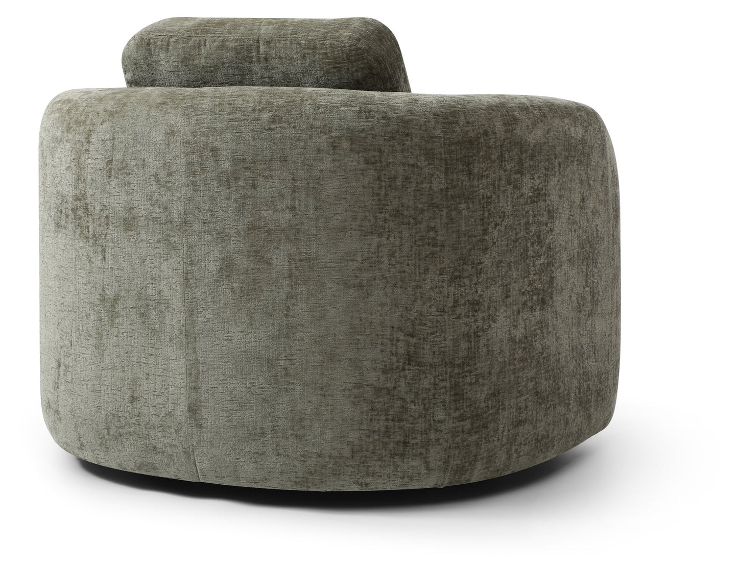 Mitch Max Curve Swivel Accent Chair in Distressed Olive Chenille or Natural Soft Chenille