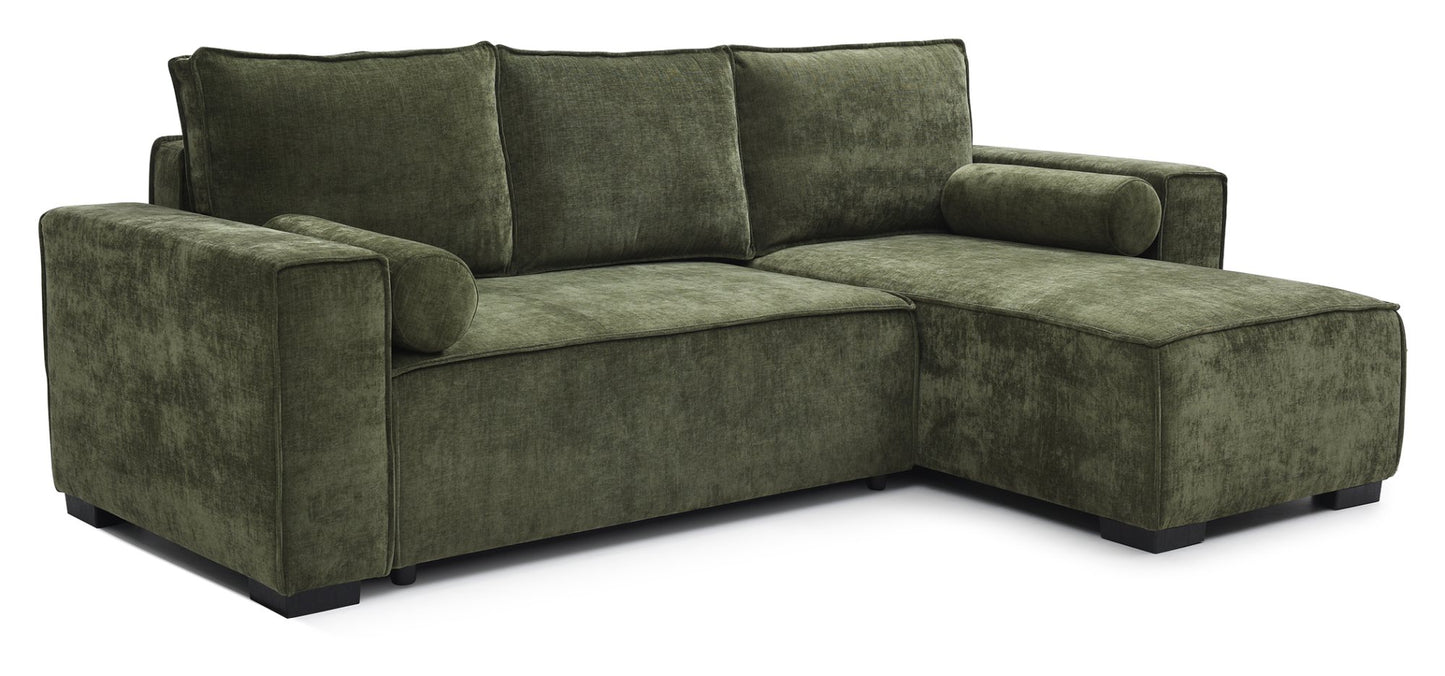 Shop the Harrison Corner Sofa Bed in Olive, a versatile and stylish solution for modern homes. This corner sofa bed offers the perfect balance of comfort and practicality.Shop online today at www.nobleandnook.co.uk