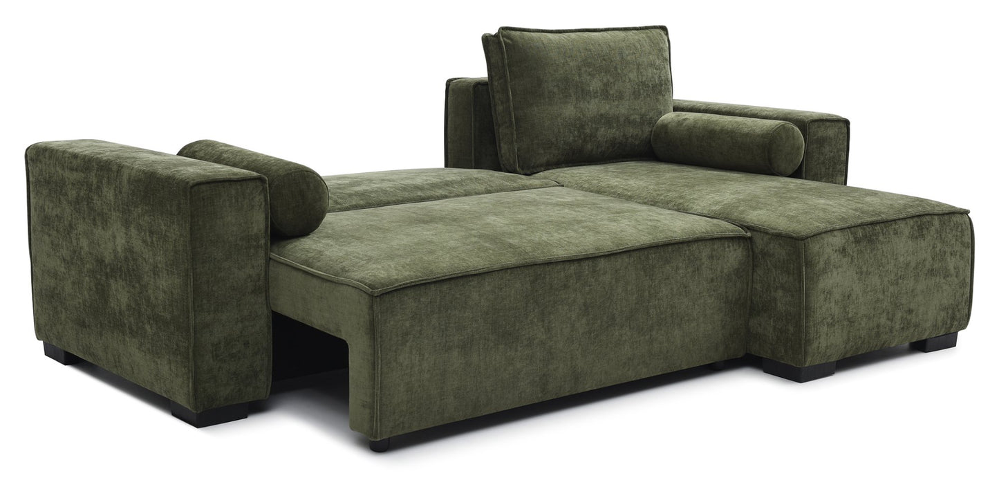 Shop the Harrison Corner Sofa Bed in Olive, a versatile and stylish solution for modern homes. This corner sofa bed offers the perfect balance of comfort and practicality.Shop online today at www.nobleandnook.co.uk