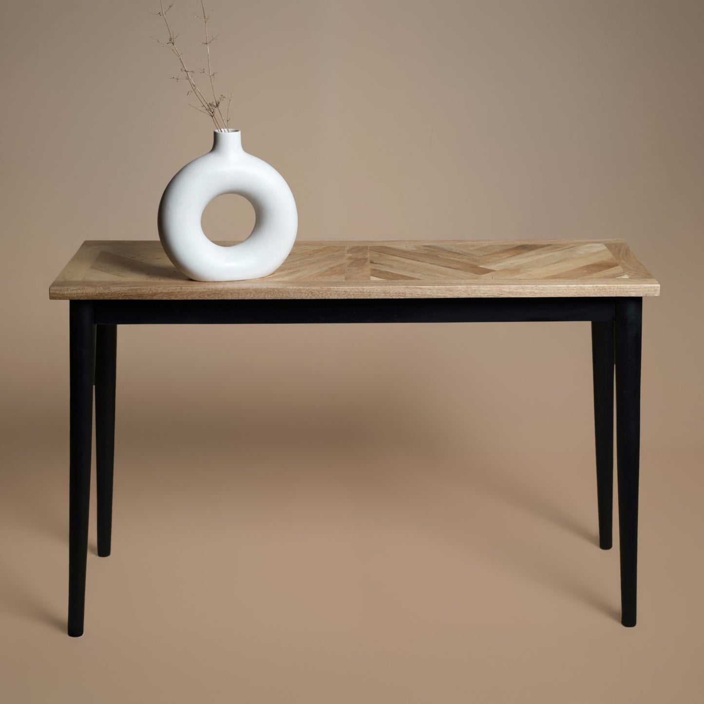 Parquet Console Table, arrives fully assembled and perfect for hallways, living rooms, or dining spaces. H75 x W120 x D40 cm. www.nobleandnook.co.uk