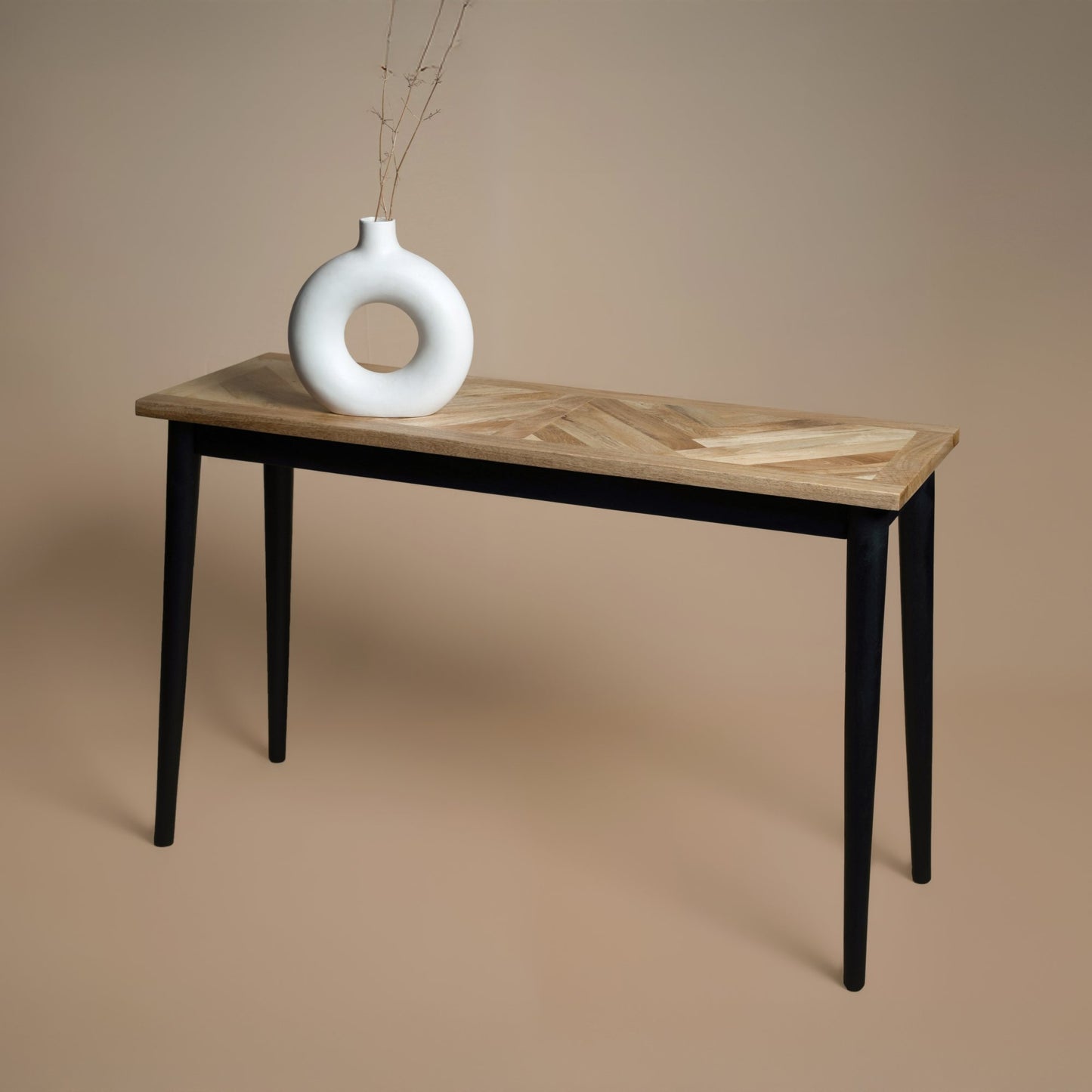 Parquet Console Table, arrives fully assembled and perfect for hallways, living rooms, or dining spaces. H75 x W120 x D40 cm. www.nobleandnook.co.uk