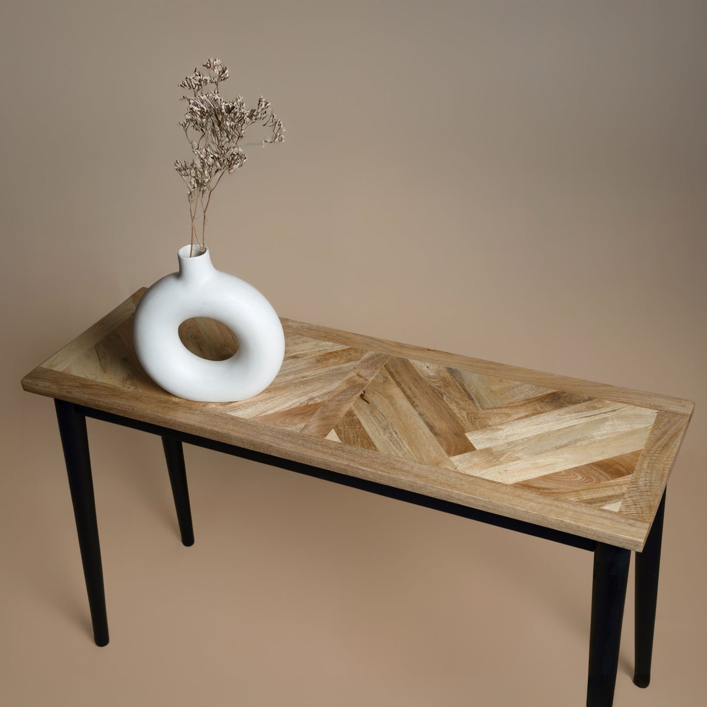 Parquet Console Table, arrives fully assembled and perfect for hallways, living rooms, or dining spaces. H75 x W120 x D40 cm. www.nobleandnook.co.uk