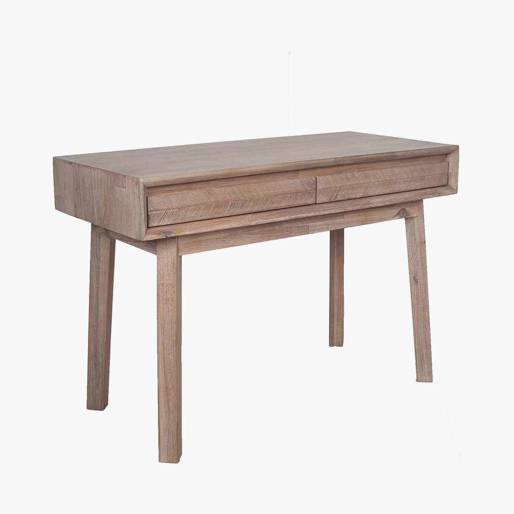 Shop this Kalmar Sand Wash Acacia Wood 2 Drawer Desk. Scandi-Inspired Design – Minimalist and modern, perfect for contemporary interiors. Shop online today at www.nobleandnook.co.uk