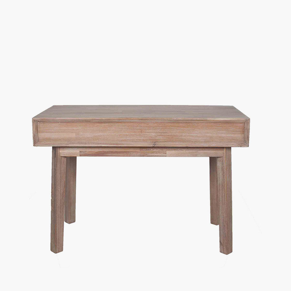Shop this Kalmar Sand Wash Acacia Wood 2 Drawer Desk. Scandi-Inspired Design – Minimalist and modern, perfect for contemporary interiors. Shop online today at www.nobleandnook.co.uk