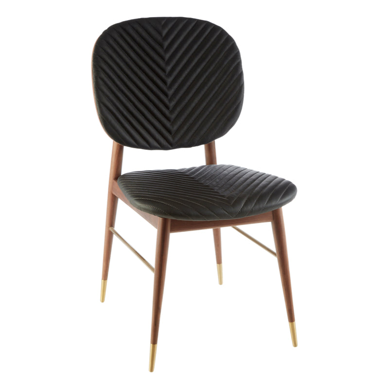 A Pair of Kenso Walnut and Leather Dining Chairs