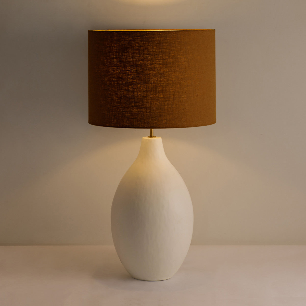 The Large Round Gesso Lamp - W46xD46xH88cm. A beautifully tactile gesso finish. Perfect for making a refined statement in living rooms, bedrooms, or hallways. Available at www.nobleandnook.co.uk