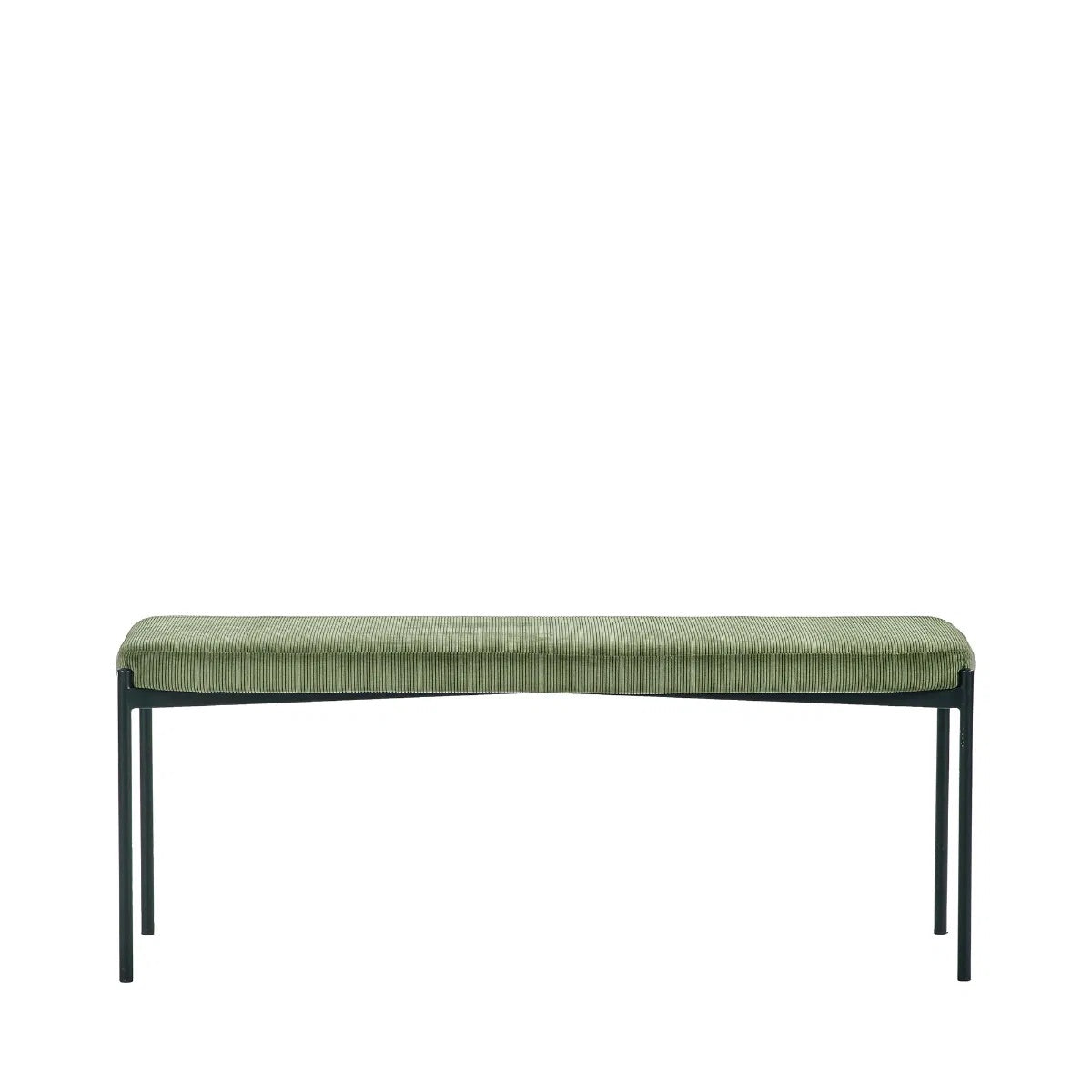 Shop the Leonie Bench in olive green velvet. Its plush upholstery and streamlined design create a refined and inviting presence. Shop onlibe today at www.nobleandnook.co.uk