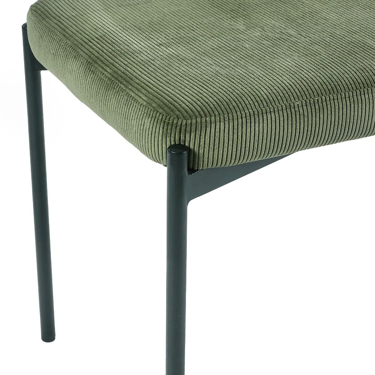 Shop the Leonie Bench in olive green velvet. Its plush upholstery and streamlined design create a refined and inviting presence. Shop onlibe today at www.nobleandnook.co.uk