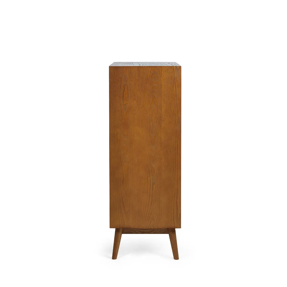 Shop the retro-inspired of the Lowry 5 Drawer Chest. A gorgeous timeless design in cherry ash wood veneer with gold handles. Shop online now at www.nobleandnook.co.uk