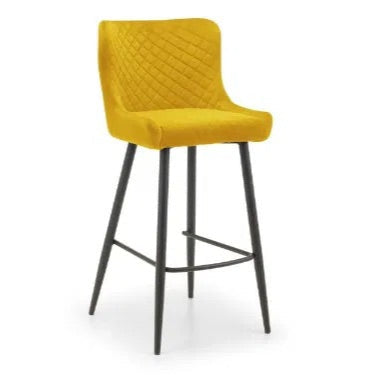 Luxe Mustard Yellow Velvet Bar Stool