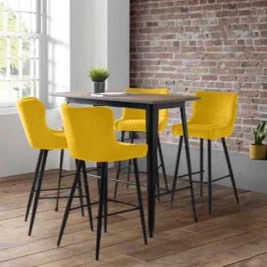 Luxe Mustard Yellow Velvet Bar Stool