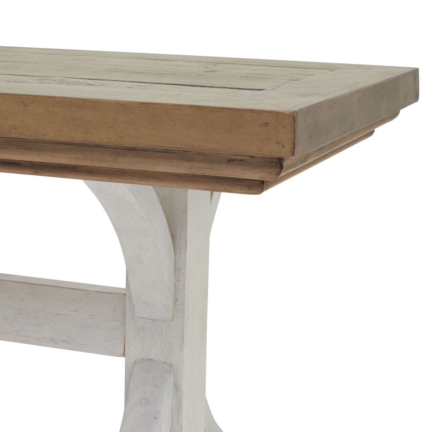 Shop the Contemporary Dining Bench, featuring a bottom painted in off-white and a top made of stained wood. FREE UK MAINLAND DELIVERY. Shop online now at www.nobleandnook.co.uk