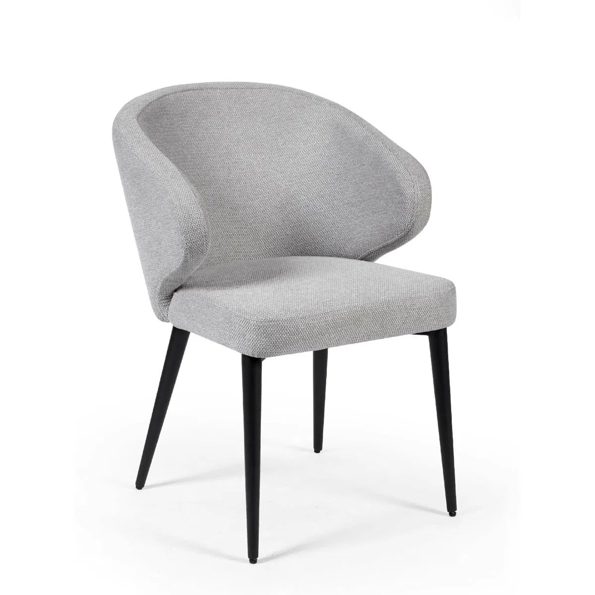 Upholstered in soft, light grey linen-effect fabric with ergonomic curved backrest and padded seat to ensure superior comfort, making them perfect for daily meals or hosting guests. www.nobleandnook.co.uk
