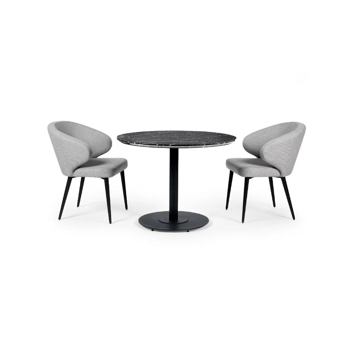 Upholstered in soft, light grey linen-effect fabric with ergonomic curved backrest and padded seat to ensure superior comfort, making them perfect for daily meals or hosting guests. www.nobleandnook.co.uk