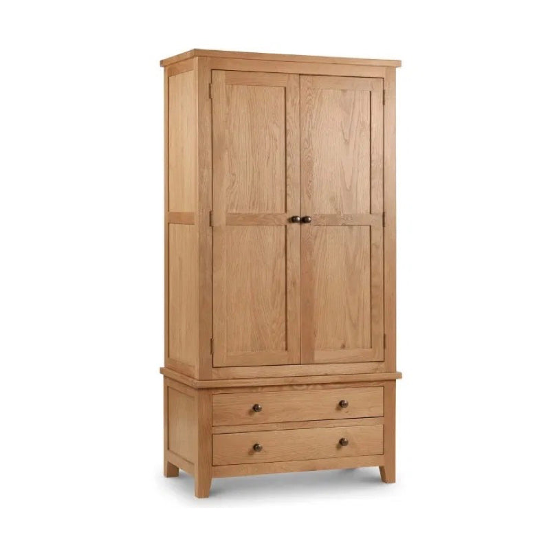 Marlborough Double Wardrobe with Two Drawers in Solid White Oak