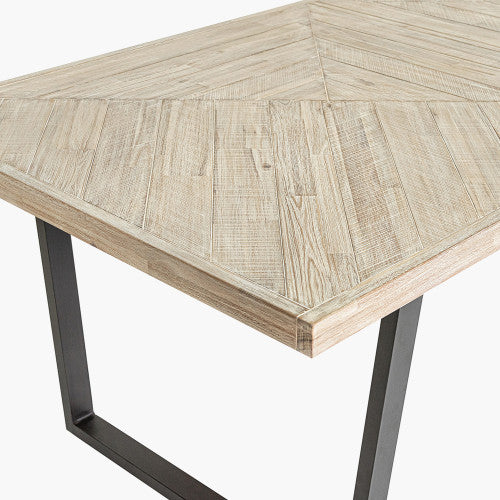 Shop the Marca Sand Washed 8 Seater Dining Table crafted from luxurious Acacia wood with a unique black metal leg design. Shop online now at www.nobleandnook.co.uk
