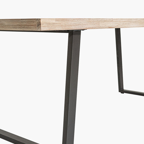 Shop the Marca Sand Washed 8 Seater Dining Table crafted from luxurious Acacia wood with a unique black metal leg design. Shop online now at www.nobleandnook.co.uk
