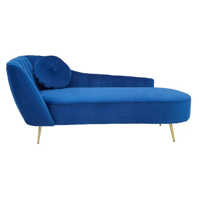 Midnight Blue Left Arm Velvet Chaise