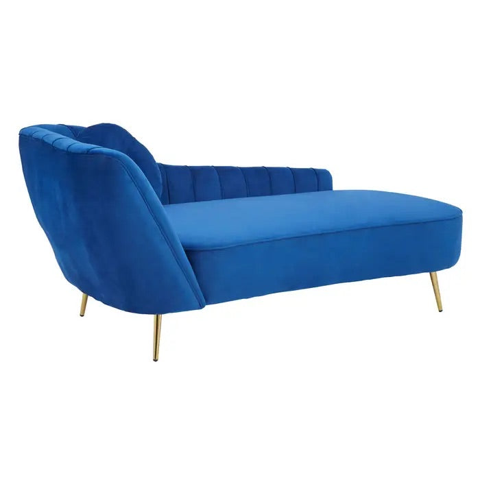 Midnight Blue Left Arm Velvet Chaise