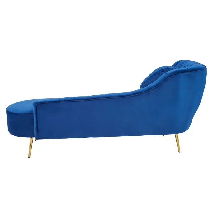 Midnight Blue Left Arm Velvet Chaise