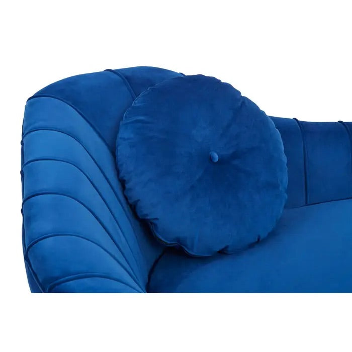 Midnight Blue Left Arm Velvet Chaise