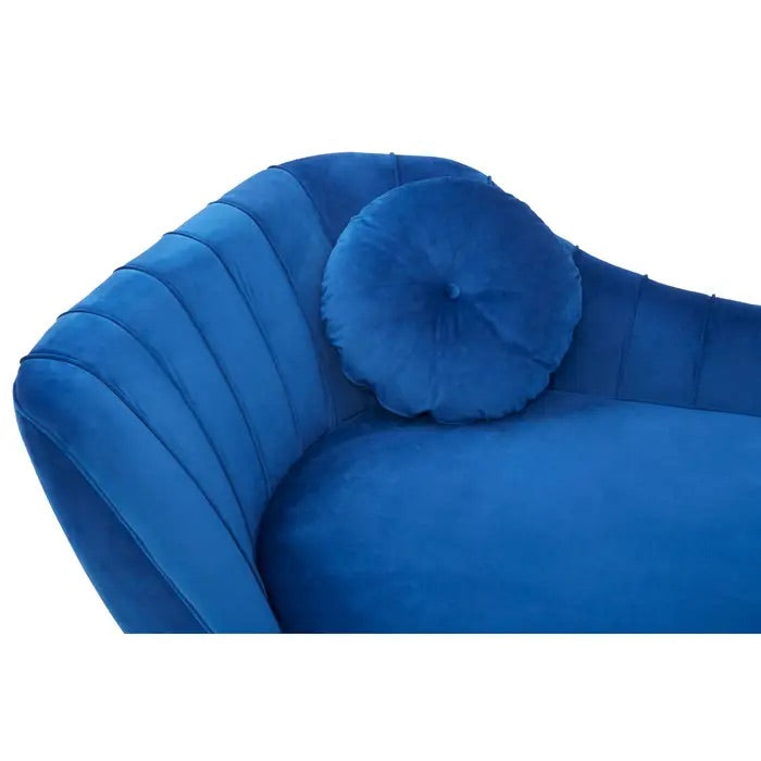 Midnight Blue Left Arm Velvet Chaise