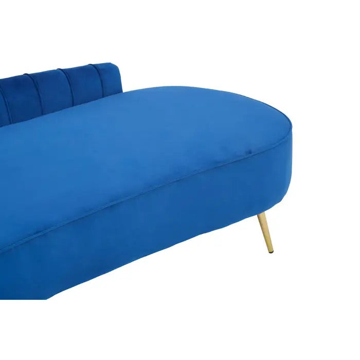 Midnight Blue Left Arm Velvet Chaise