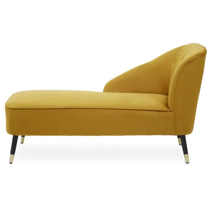 Mustard Velvet Right Arm Chaise Lounge