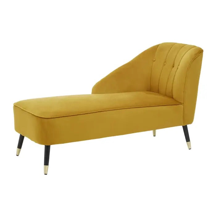 Mustard Velvet Right Arm Chaise Lounge