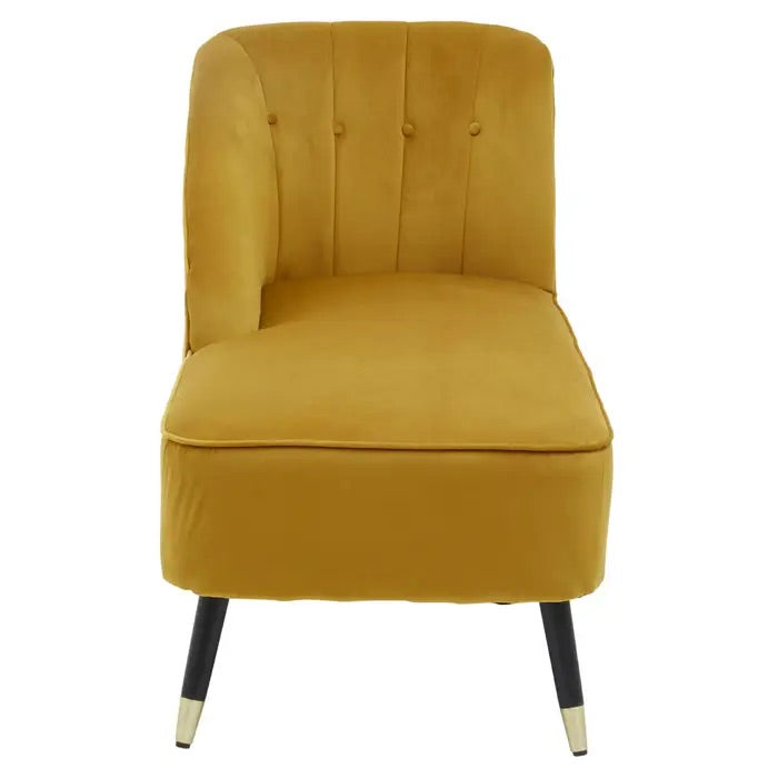Mustard Velvet Right Arm Chaise Lounge