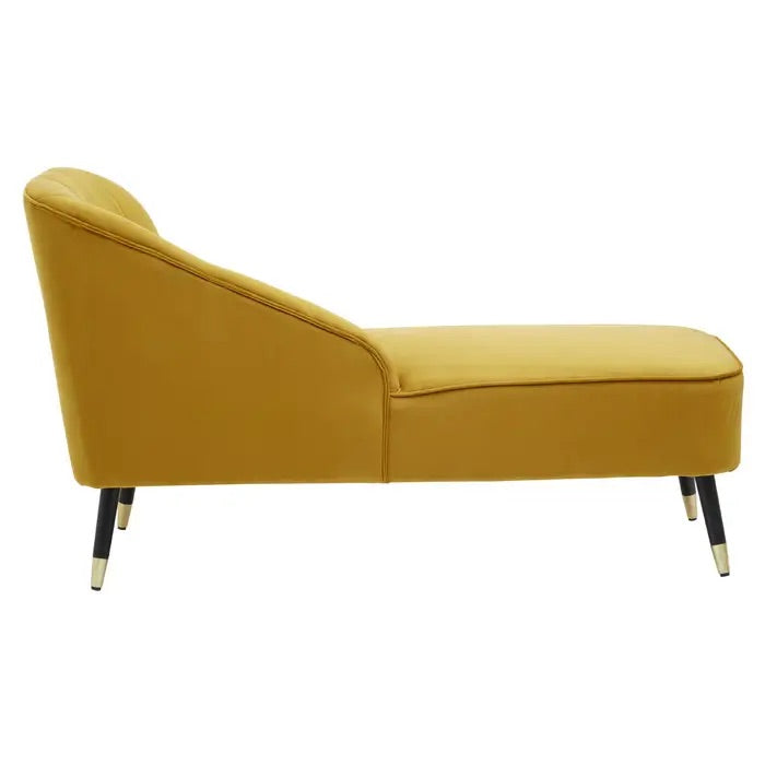 Mustard Velvet Right Arm Chaise Lounge