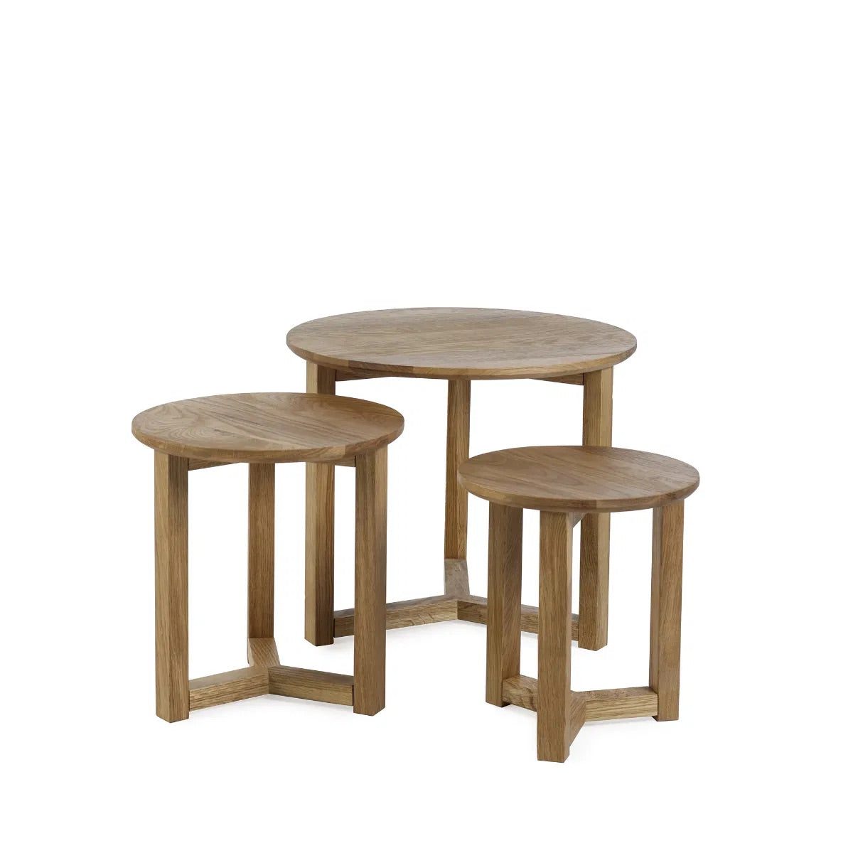 A trio of tables that nests neatly together, saving space when not in use and offering multiple configurations, whether placed beside a sofa, bed, or reading nook. www.nobleandnook.co.uk