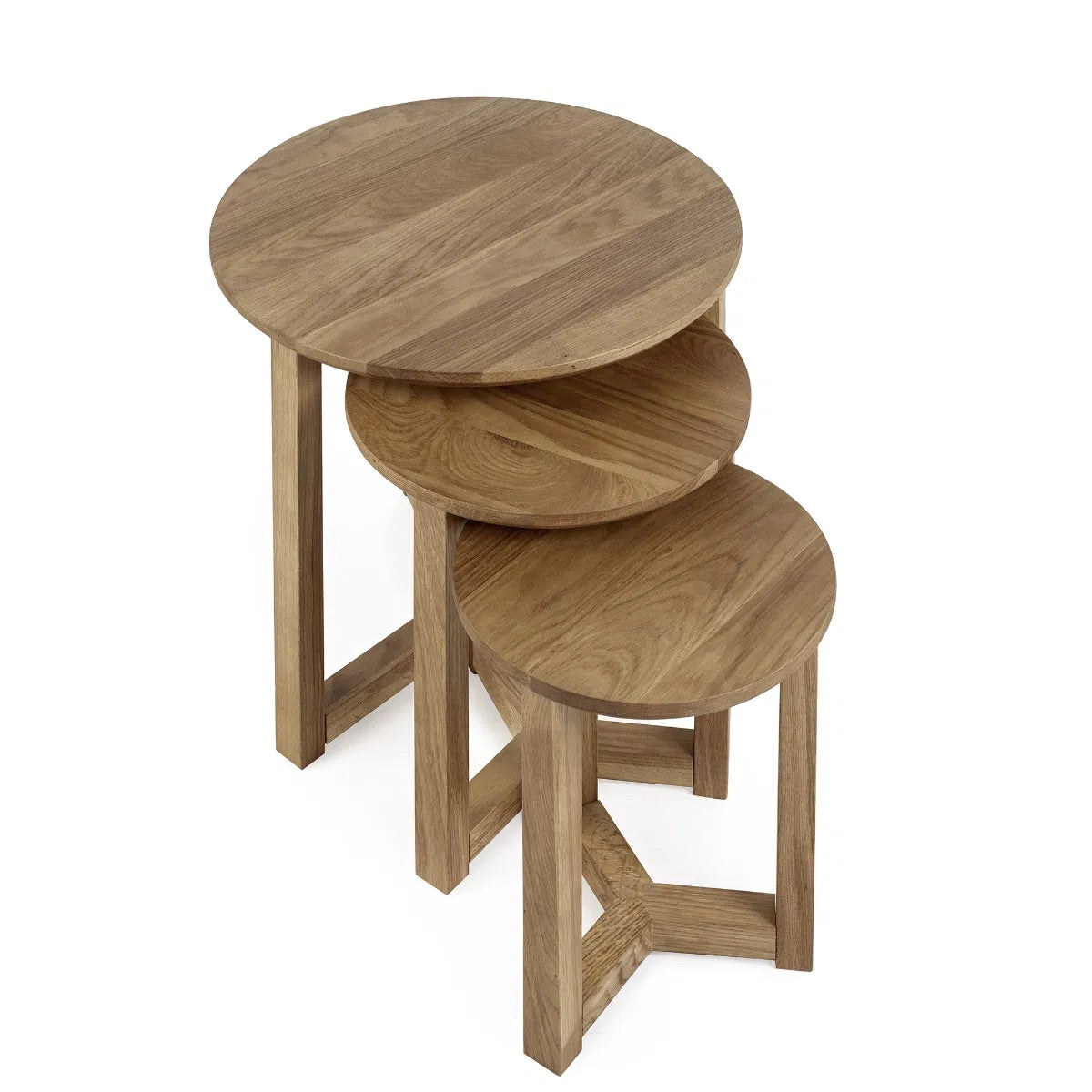 A trio of tables that nests neatly together, saving space when not in use and offering multiple configurations, whether placed beside a sofa, bed, or reading nook. www.nobleandnook.co.uk