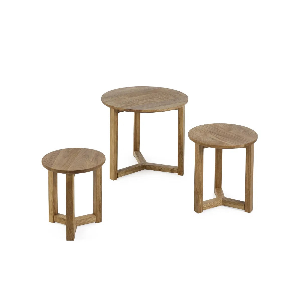 A trio of tables that nests neatly together, saving space when not in use and offering multiple configurations, whether placed beside a sofa, bed, or reading nook. www.nobleandnook.co.uk