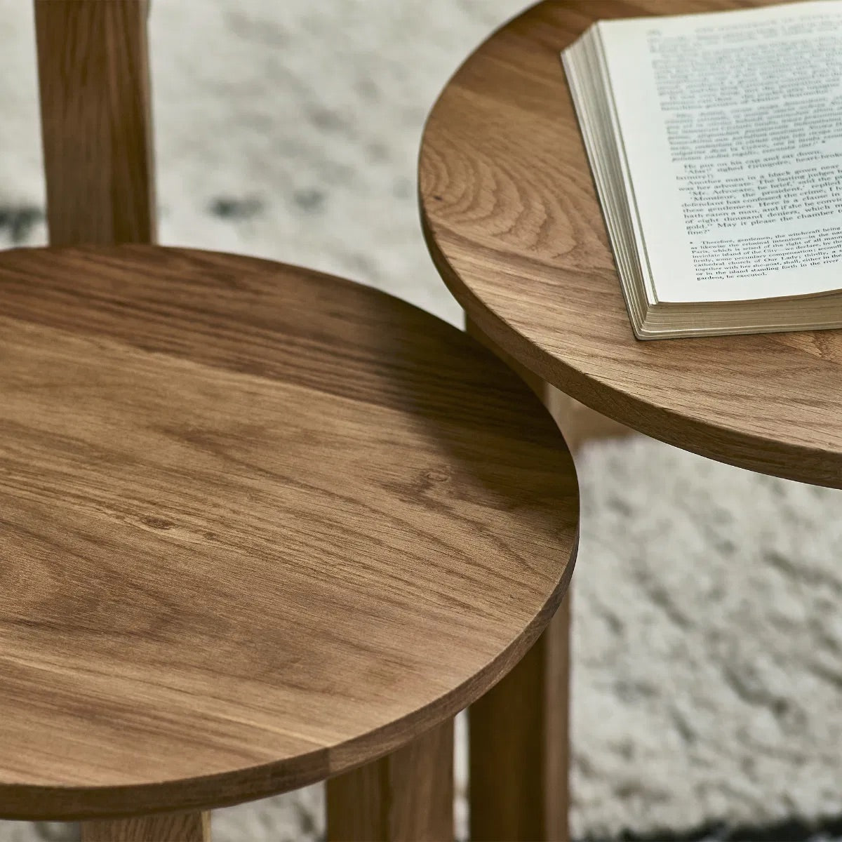 A trio of tables that nests neatly together, saving space when not in use and offering multiple configurations, whether placed beside a sofa, bed, or reading nook. www.nobleandnook.co.uk