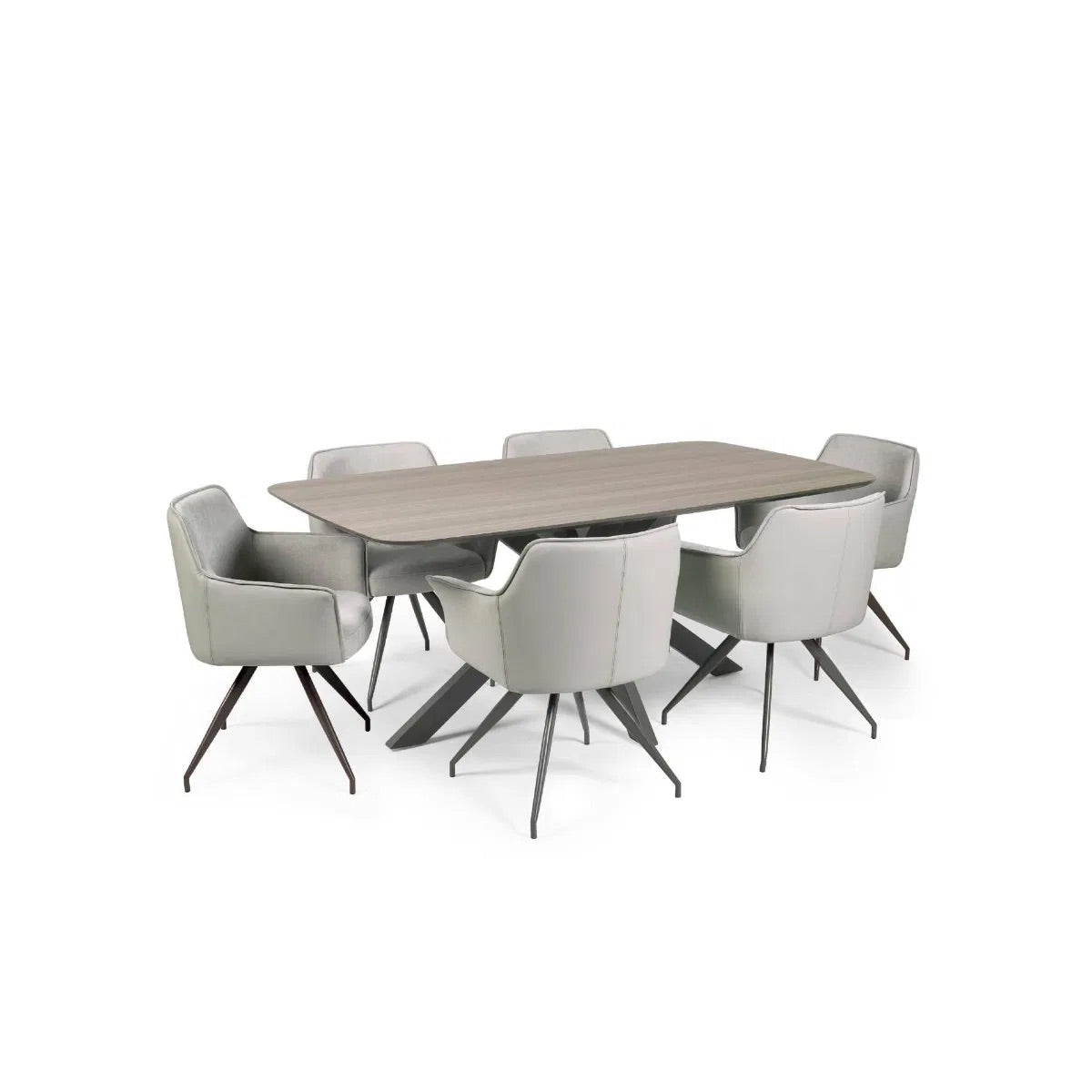 Perfect for family meals, hosting guests, or casual dining, this table features a durable weathered oak-effect laminate top combined solid metal frame. H75 x W160 x D180 cm. Available at www.nobleandnook.co.uk