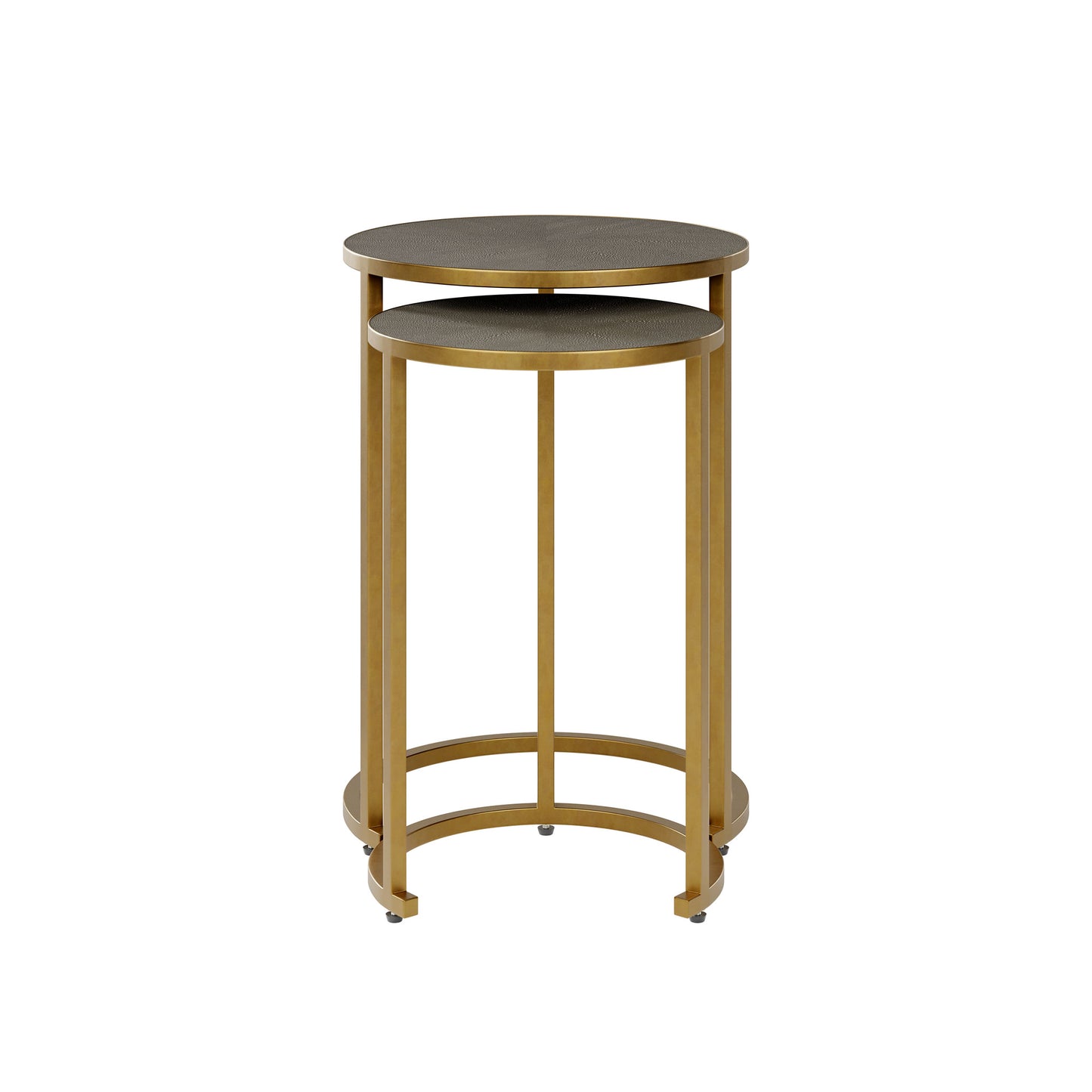 The Hampton Nest Table in Grey Shagreen an elegant and exclusive two piece set featuring faux shagreen and an antique brass finish. Shop online today at www.nobleandnook.co.uk