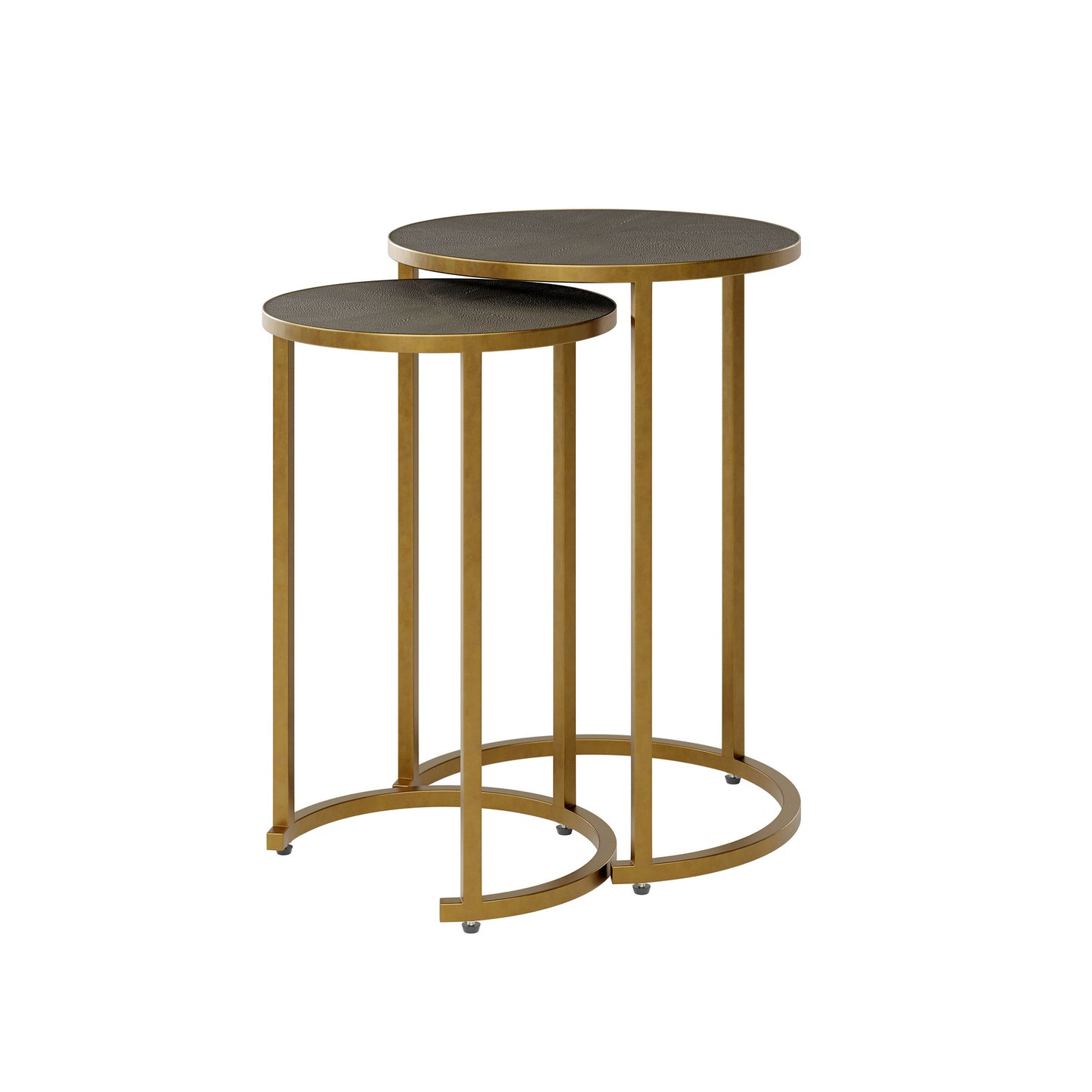 The Hampton Nest Table in Grey Shagreen an elegant and exclusive two piece set featuring faux shagreen and an antique brass finish. Shop online today at www.nobleandnook.co.uk