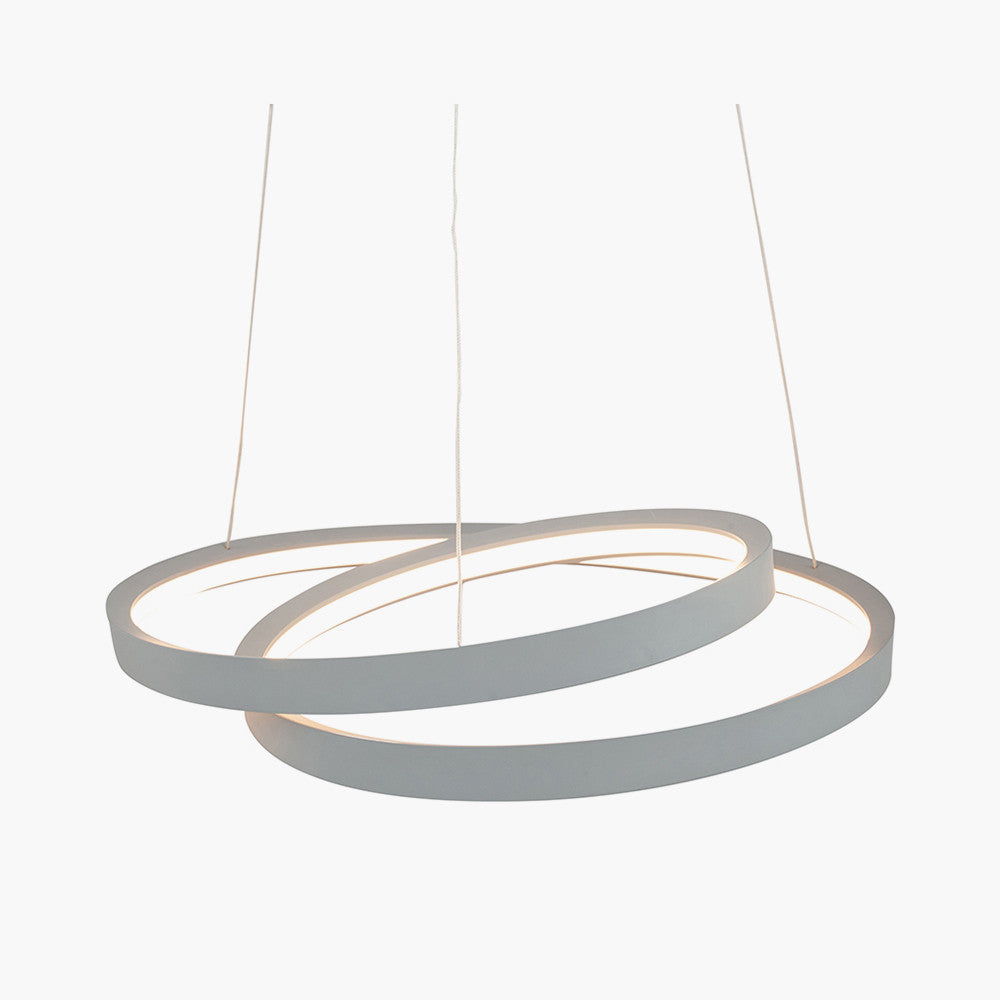This double circle design pendant with integrated LED strips, creates an innovative modern take on a standard pendant. Shop online now at www.nobleandnook.co.uk