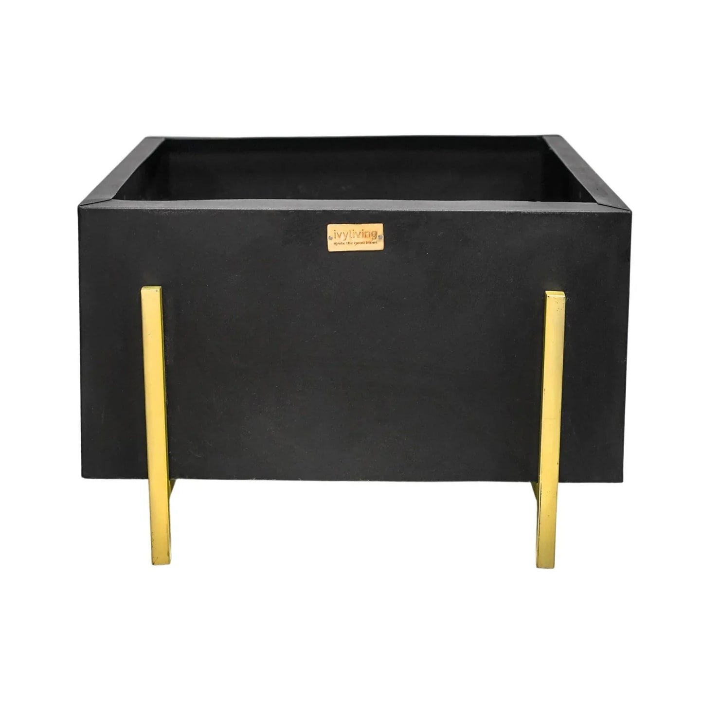 Outdoor Orion Fire Pit in Matt Black & Antique Gold