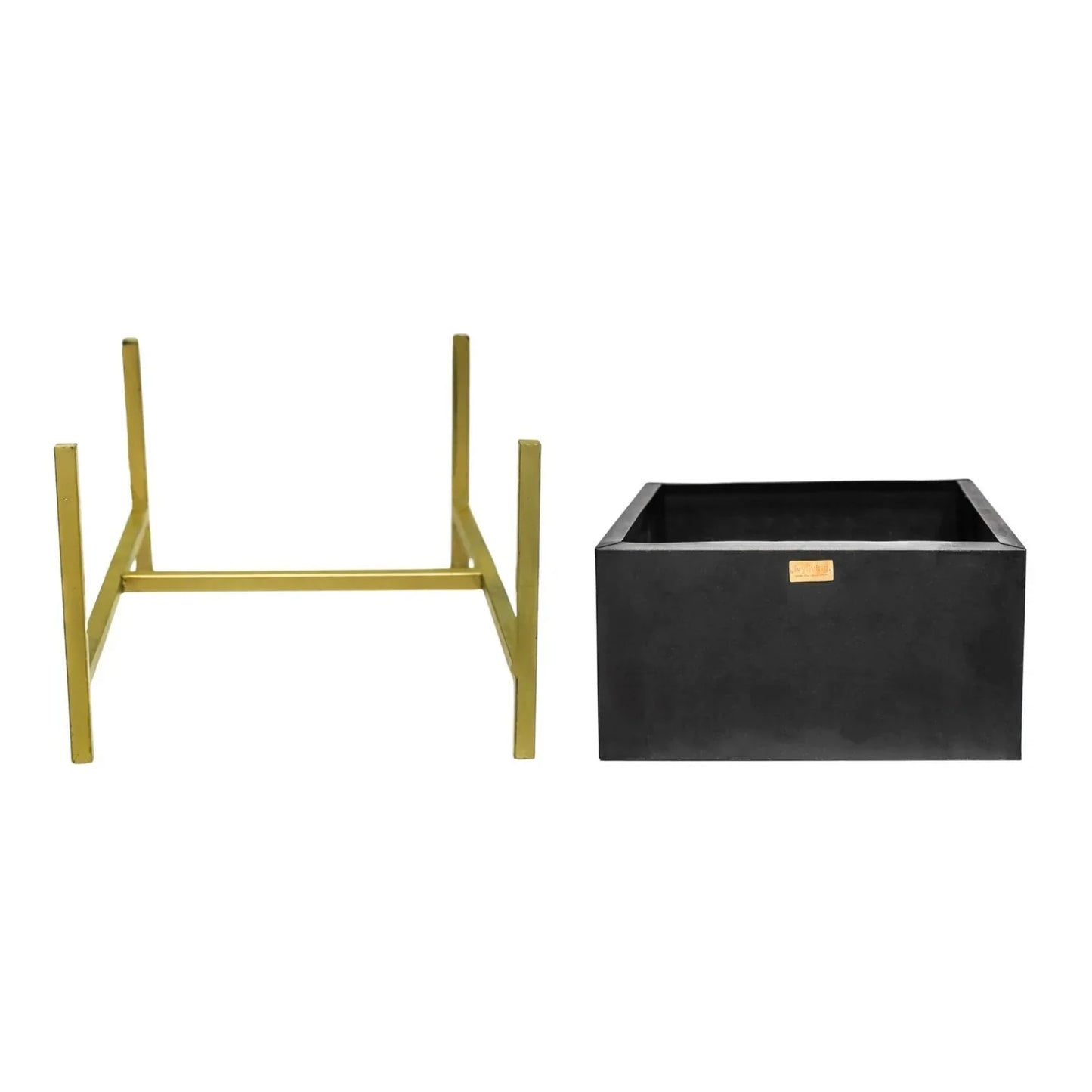 Outdoor Orion Fire Pit in Matt Black & Antique Gold
