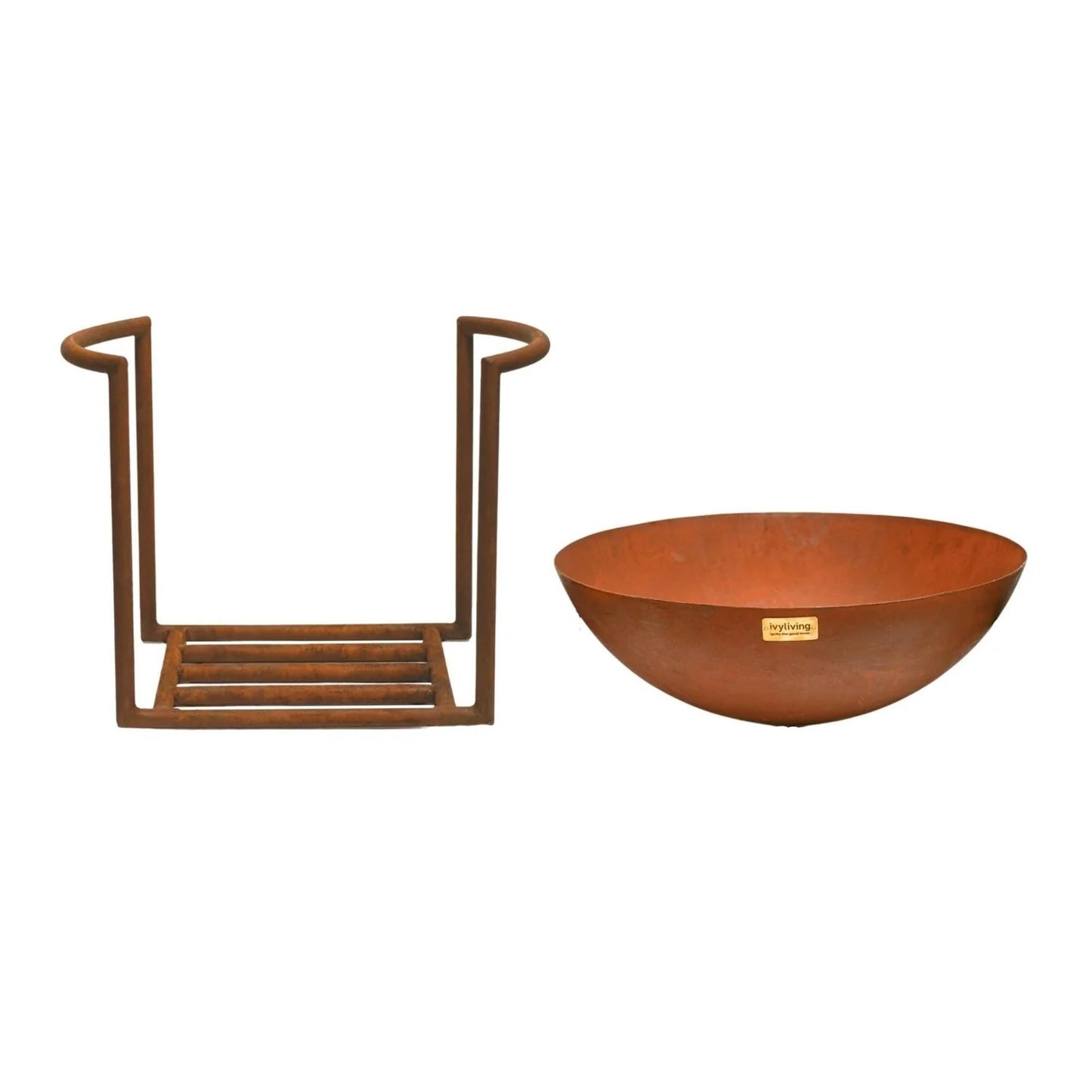 Extend your outdoor gatherings with our large-sized cast iron fire bowl with stand in Rust. Neatly elevated on a geometric stand, this rustic fire bowl brings instant warmth to your space, Shop online now at www.nobleandnook.co.uk