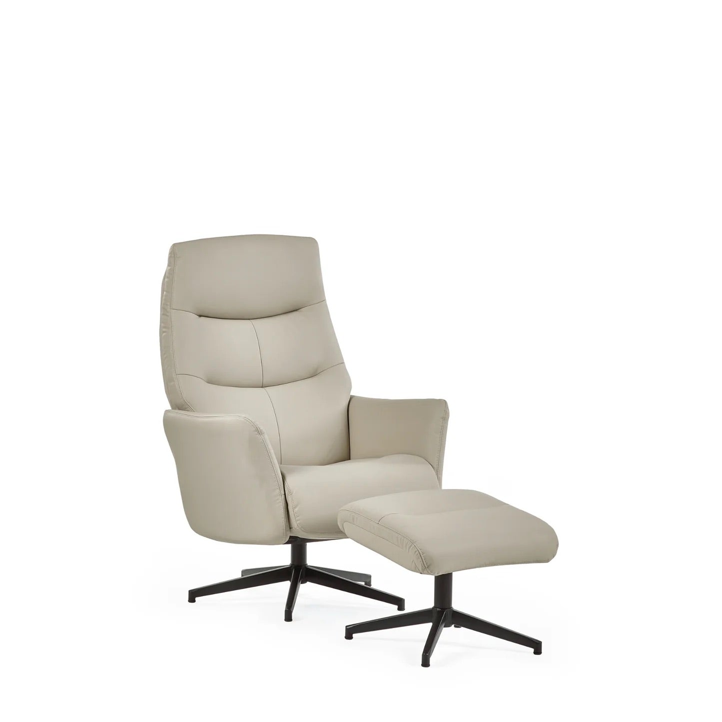 Priya Grey Faux PU Leather Recliner Chair with Matching Footstool – Modern Reclining Armchair