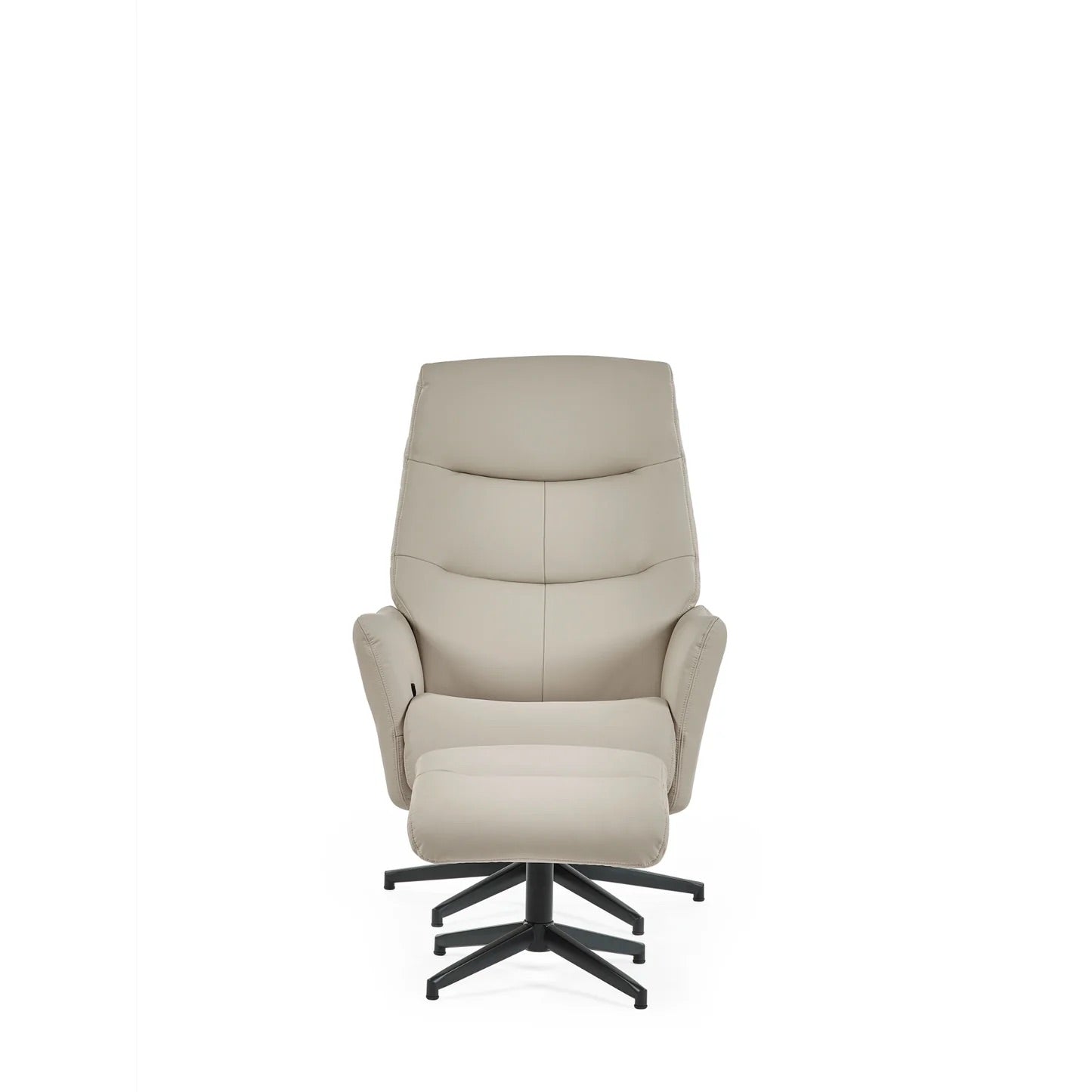 Priya Grey Faux PU Leather Recliner Chair with Matching Footstool – Modern Reclining Armchair