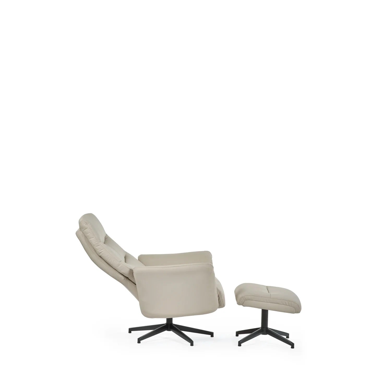 Priya Grey Faux PU Leather Recliner Chair with Matching Footstool – Modern Reclining Armchair