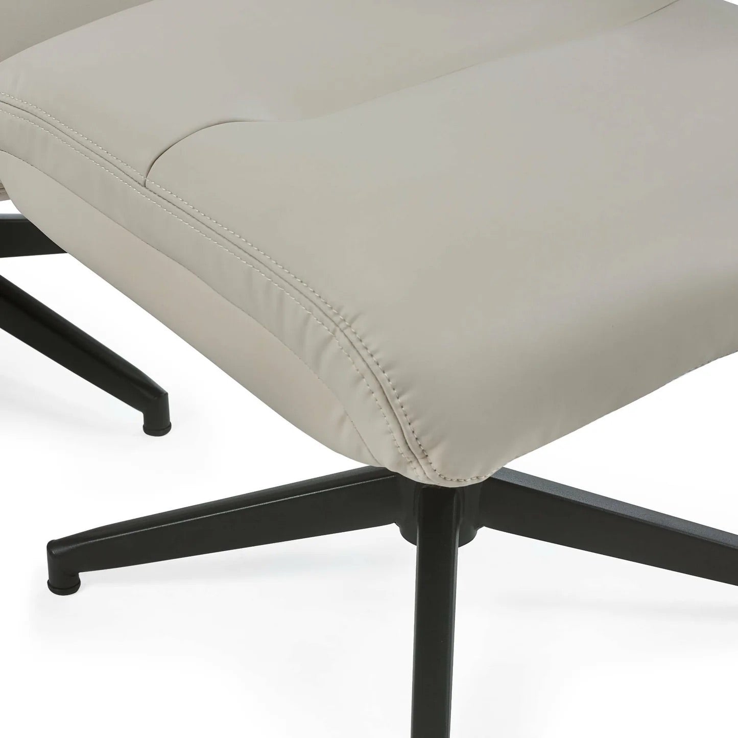 Priya Grey Faux PU Leather Recliner Chair with Matching Footstool – Modern Reclining Armchair