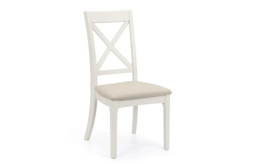 Shop the Provence dining chair, designed to suit both contemporary and traditional homes. Finished in grey lacquer and upholstered in soft ivory fabric. Pair with the Provence dining table for a complete set. Shop online today www.nobleandnook.co.uk