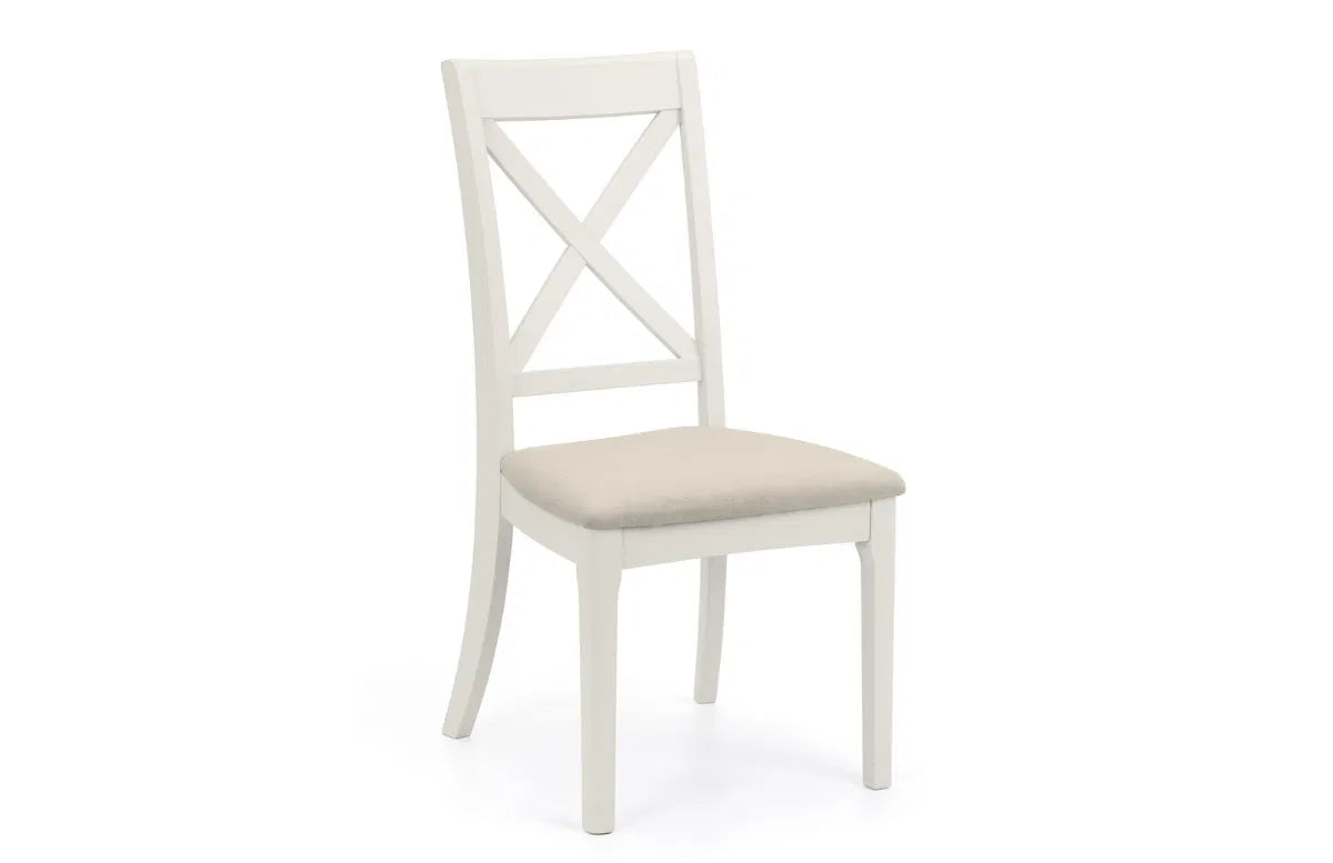 Shop the Provence dining chair, designed to suit both contemporary and traditional homes. Finished in grey lacquer and upholstered in soft ivory fabric. Pair with the Provence dining table for a complete set. Shop online today www.nobleandnook.co.uk
